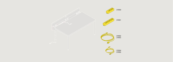 Elektrifizierung für Computertische.